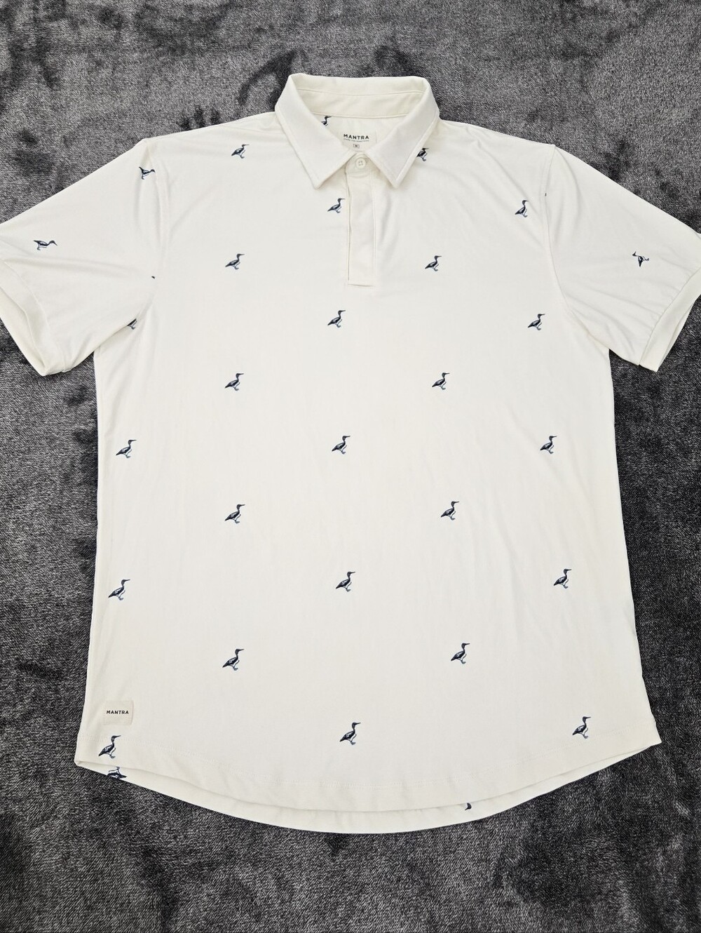 Mantra Medium Athletic Fit Golf Polo Preppy All Over Print Duck Slim Shirt EUC